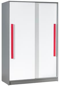 Šatní skříň s posuv. dveřmi GYT 13 antracit/bílá/červená