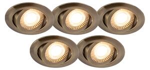 Sada 5ti moderních zapuštěných bodových svítidel bronzová včetně LED 3-stupňově stmívatelné - Mio