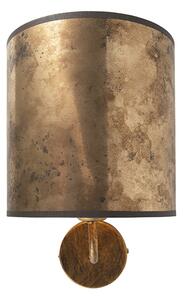 Vintage nástěnná lampa zlatá s odstínem bronzového sametu - Matt