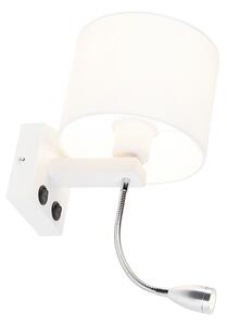 Moderní nástěnná lampa bílá s bílým odstínem - Brescia