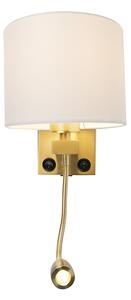 Zlaté nástěnné svítidlo USB s bílým odstínem - Brescia Combi