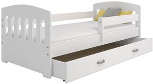Dětská postel Miki 80x160 B6, bílá/bílá + rošt, matrace, úložný prostor