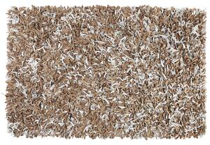 Kožený koberec 140 x 200 cm hnědá/šedá MUT