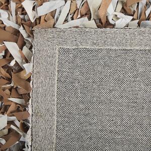 Kožený koberec 80 x 150 cm hnědý / šedý MUT