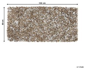 Kožený koberec 80 x 150 cm hnědý / šedý MUT