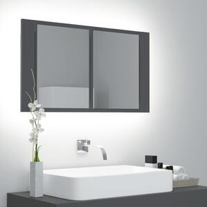 LED koupelnová skřínka se zrcadlem šedá 80x12x45 cm