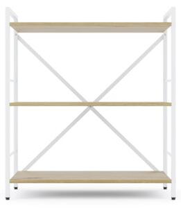 Policový regál LOFT 90x80x40 3 polic Povrchová úprava: Dub-Biela