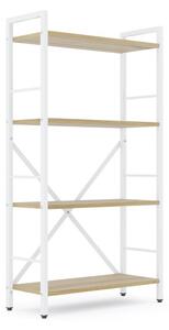 Policový regál LOFT 110x60x24 4 polic Povrchová úprava: Dub-Biela