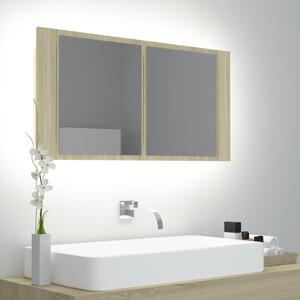 LED koupelnová skřínka se zrcadlem dub sonoma 90 x 12 x 45 cm