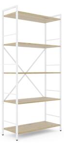 Policový regál LOFT 170x80x35 5 polic Povrchová úprava: Dub-Biela