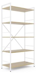 Policový regál LOFT 160x80x40 5 polic Povrchová úprava: Dub-Biela