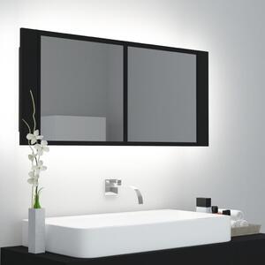 LED koupelnová skřínka se zrcadlem černá 100 x 12 x 45 cm