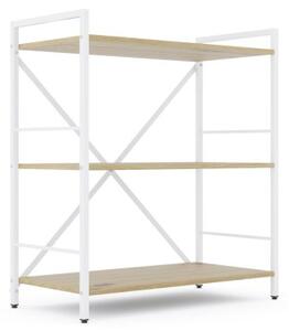 Policový regál LOFT 90x80x40 3 polic Povrchová úprava: Dub-Biela
