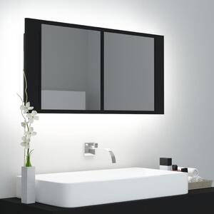 LED koupelnová skřínka se zrcadlem černá 90 x 12 x 45 cm