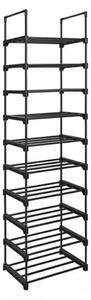 Stohovatelný regál na boty TUBE, 10 polic, 45x30x174cm, černá SongmicsHome