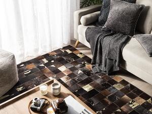 Hnědozlatý patchwork kožený koberec 80x150 cm BANDIRMA