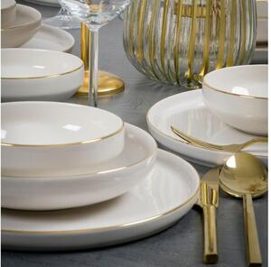 Jídelní sada 18 ks bílá/zlatá/porcelán