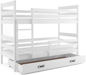 Dětská patrová postel Eryk - 2 osoby, 80x160 s úložným prostorem – Bílá, Bílá