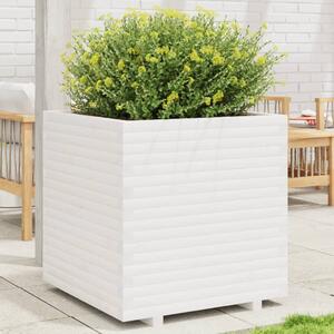 Zahradní truhlík bílý 70 x 70 x 72,5 cm masivní borové dřevo 3282585