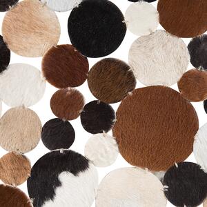 Hnědý kožený patchwork koberec ⌀ 140 cm SORGUN