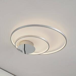 Lindby Stropní svítidlo Nerwin LED, 65 cm, kulaté, hliník/chrom, stmívatelný, Hliník / šedá / zinek, Obývací pokoj / jídelna, Hliník, Moderní, Stropní svítidlo