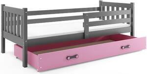 Dětská postel Carino - 1 osoba, 80x190 s úložného prostoru – Grafit, Růžová