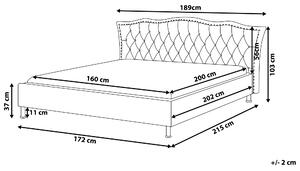 Šedá čalouněná postel Chesterfield 160x200 cm METZ