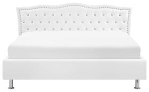 Bílá kožená postel Chesterfield 180x200 cm METZ