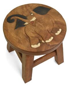 Stolička dřevěná dekor slon