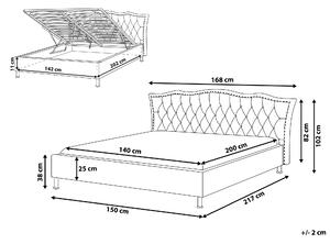 Šedá čalouněná postel Chesterfield s úložištěm 140x200 cm METZ
