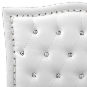 Bílá kožená postel Chesterfield s úložištěm 180x200 cm METZ