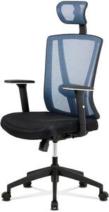 Kancelářská židle, černá MESH+modrá síťovina, plastový kříž, synchronní mechanis KA-H110 BLUE