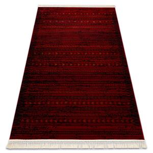 Koberec ORIENT 5820 s třásněmi, pruhy / orientální, bordó / černý