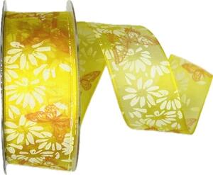 Stuha taftová SUMMER DREAM žlutá průsvitná 40mm x 20m A (9,- Kč/m)