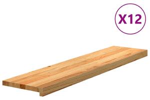 Nášlapy na schody 12 ks světle hnědé 110x25x2 cm masivní dub 3282981