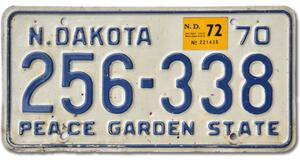 Americká SPZ North Dakota 1970 Peace Garden 256-338