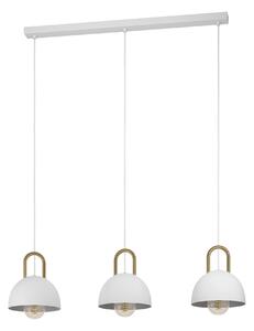 EGLO Závěsné industriální osvětlení CALMANERA, 3xE27, 40W, bílé, mosazné 99696