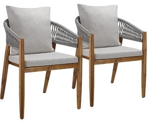 Tectake Zahradní židle Manacor, provazový design - greige,Sada 2 kusů