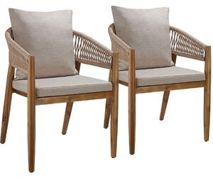 Tectake Zahradní židle Manacor, provazový design - písková,Sada 2 kusů