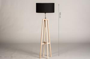 Stojací designová lampa Paola Black Maison and Natur Wood (LMD)