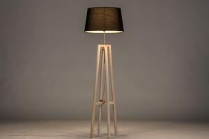 Stojací designová lampa Paola Black and Natur Wood (LMD)