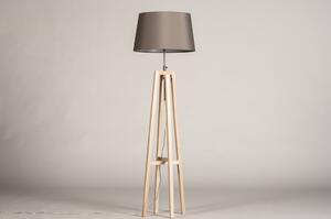 Stojací designová lampa Paola Grey and Natur Wood (LMD)