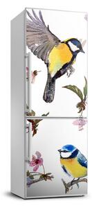 Nálepka fototapeta lednička Ptáci a květiny FridgeStick-70x190-f-98117635