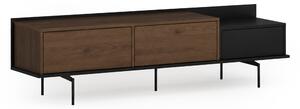 Moderní TV stolek Zenar 200 cm s kovovými nohami a zásuvkou - elegantní ořech / černá