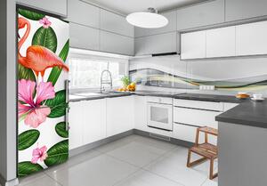 Foto nálepka na ledničku Plameňáci a květiny FridgeStick-70x190-f-111415248