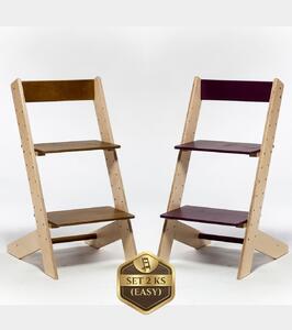 Lucas Wood Style - rostoucí židle EASY LINE zvýhodněný set 2 ks - kaštan + fialová