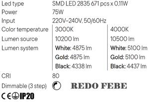 Redo FEBE 01-2913 moderní LED lustr na lanku/LED 75W/3000K-4000K