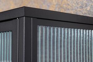 Vitrína AMSTERDAM 160 CM černá vroubkované sklo Nábytek | Úložné prostory | Vitríny