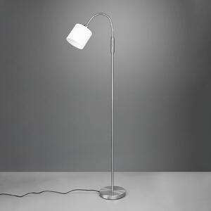 Stojací lampa Tommy, nikl/bílá, výška 130 cm, kov/látka