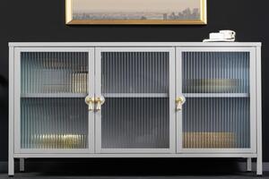 Vitrína AMSTERDAM 105 CM greige vroubkované sklo Nábytek | Úložné prostory | Vitríny